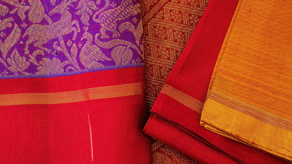 Mubbagam Korvai Kanchipuram Silk Sarees