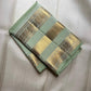 Pale Pistachio-Mint Handwoven Pure Silk Kanchipuram Saree with Gold Zari Buttas and Varisaipet Border