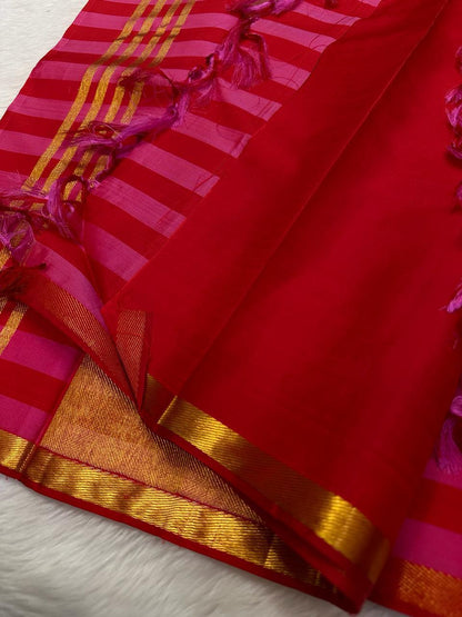 Striped pure Kanchipuram silk - silk mark saree