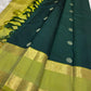 Peacock teal handwoven pure silk Kanchipuram saree overview — Idam Living