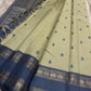 Sage green handwoven pure silk Kancheepuram saree overview — Idam Living