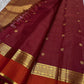 Maroon Pure Kanchipuram Silk Saree – Zari Kattam with Traditional Gold Zari Border