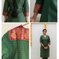 Vanappu — Green & Red Sungudi Zari Kattam Kurti Set
Forest-Green Handspun Cotton with Ruby-Red Zari Mayil Borders & Kattam Checks ✨
Handwoven in Madurai • Fully Lined • Free USA Shipping • Ready to Ship ✅