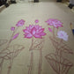 Hand painting process on pure silk blouse with floral artwork