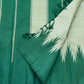 Handwoven emerald-green Kanchipuram silk saree featuring pale misty-sage body, traditional Thazampoo Reku Korvai forms and a green pallu with fine woven lines.