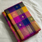Navaranga Kattam — Multi-Color Paalum pazhamum checks  Kanchipuram Pure Silk

Rani-magenta contrast border & rich zari pallū 

Gold coin & peacock buttas over jewel-tone squares

Handloom Kanchipuram • Matching magenta blouse with borders