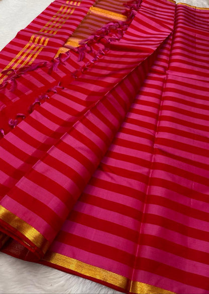 Striped pure Kanchipuram silk - silk mark saree