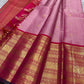 Rekha – Pink Zari kattam  Kanchipuram Pure Silk Saree with woven Zari Buttas & Maroon-red varisaipet Border