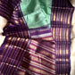 Sage Glory – Mint Green & Purple Kanchipuram Silk Saree ✨
Elegant Kattam Checks with Grand 3g zari Korvai Border
Rich Purple Pallu Woven with Traditional Motifs
Coordinated Blouse Piece with Matching Zari Finish

Silk Mark Certified, delivery in 2 weeks