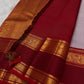 Dusty Lilac Handwoven Pure Silk Kanjivaram Saree with Red Gold Floral Rettapet Border