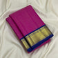 Close up of pink Kanchipuram silk saree showing Vairaoosi weave texture