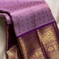 🌸 Dyuti – Lavender Kanchipuram Pure Silk Saree with Intricate Zari Kattam Checks, Alternating Paisley & Kamalam Buttas, Double Border with Peacock Motifs, Varisaipet & Mayilkann Design, Dark Purple Selvedge & Ornate Pallu