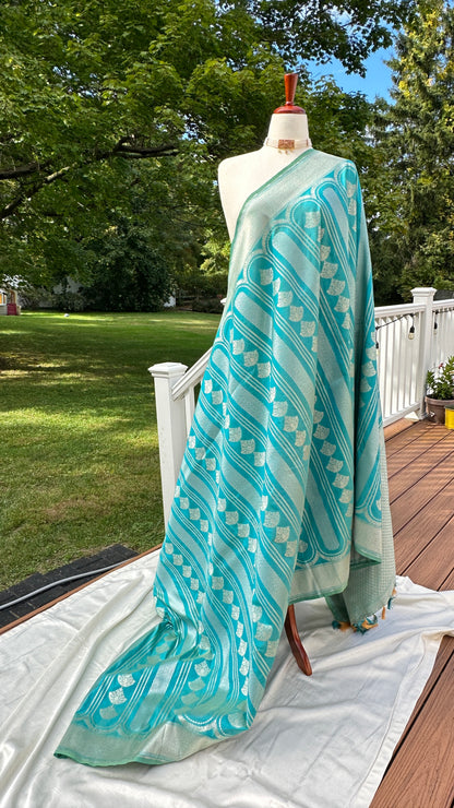 Soft silk banarasi saree - Ice blue