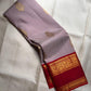 Dusty Lilac Handwoven Pure Silk Kanjivaram Saree with Red Gold Floral Rettapet Border