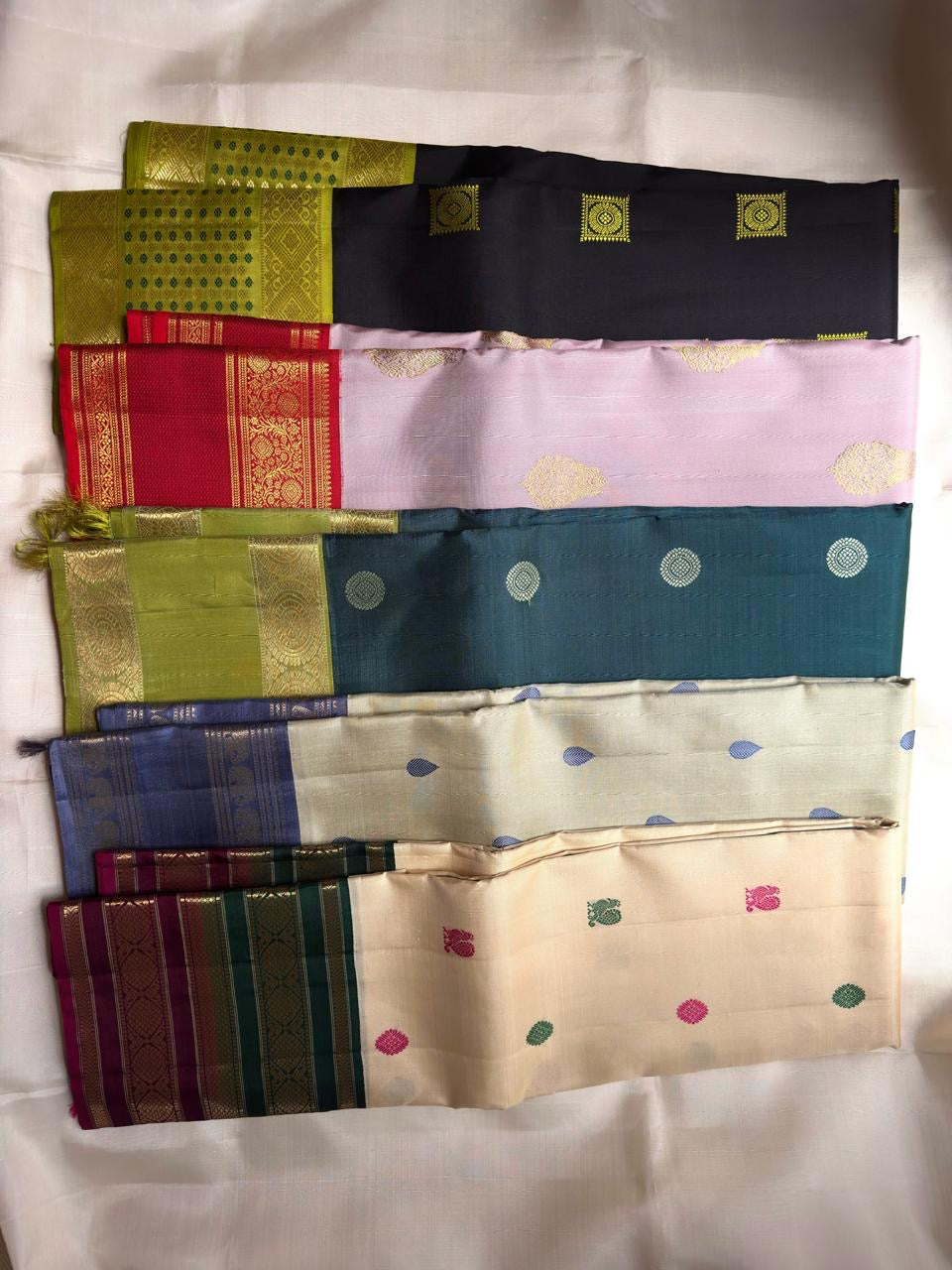Pallu detail of peacock teal Kanchipuram silk saree