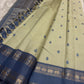 Pallu detail of sage green Kancheepuram silk saree