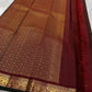 Brown zari kattam Kanchipuram silk saree with delicate gold leaf motifs