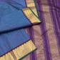 Handwoven Kanchipuram silk saree midnight indigo blue with dense zari small border – drape detail