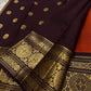 Rust Orange Coffee Brown — Flower Butta | Pure Kanchipuram Silk Saree
Rust-orange body with dainty zari-woven flower buttas and grand coffee-brown korvai borders rich in antique-gold floral medallions.
Silk Mark Certified • Blouse Stitching Available ($30