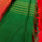 Kumkumam Red handwoven Pure Silk Kanchipuram Butta saree by Idam Living, detail view.