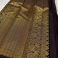 Pure silk kanchipuram grey with zari thazhampoo reku darkest brown or podi color selvedge and Pallu