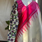 "Charu" collection - Ikat and kalamkari blouse in pink,green and white