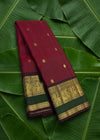 Arakku red handwoven Kanchipuram pure silk saree with mayil butta and vanasringaram korvai border — Idam Living