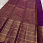 Purple with gold Zari kattam with ornate border pure silk Kanchipuram with mayil chakram zari butta and detailed Pallu