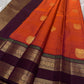 Ishwaryam 🧡❤️🕊️✨
Orange Red Shot Handwoven Kanchipuram Silk Saree with Majestic Gandaberunda Zari Adai Motif 🕊️🌟
Ornate Rettapet Border with Delicate Kamalam Seer Floral Detailing 🌺🪡
Deep Coffee Brown Pallu Adding Warmth and Elegant Contrast ☕🌿