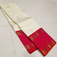 Ivory & Vermilion Rettapet Kattam
Pure Kanchipuram Handloom Silk
Auspicious Red Glow with Gold Zari Grid