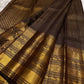 Pure silk Kanchivaram Zari Kattam saree with majestic Yaanai elephant zari border and heritage geometric bands