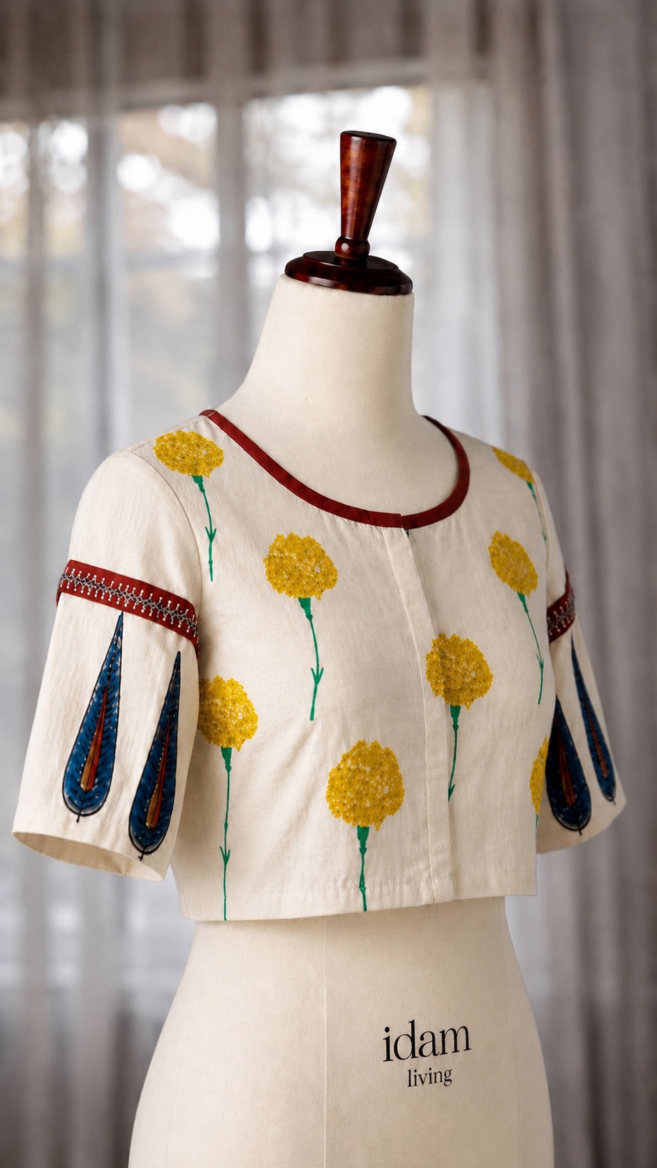 Handcrafted Indian cotton blouse with breathable summer fabric and traditional textile accents