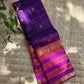 Royal Purple pure silk Kanjivaram saree, Varisaipet weave with Rani Pink border — full drape view