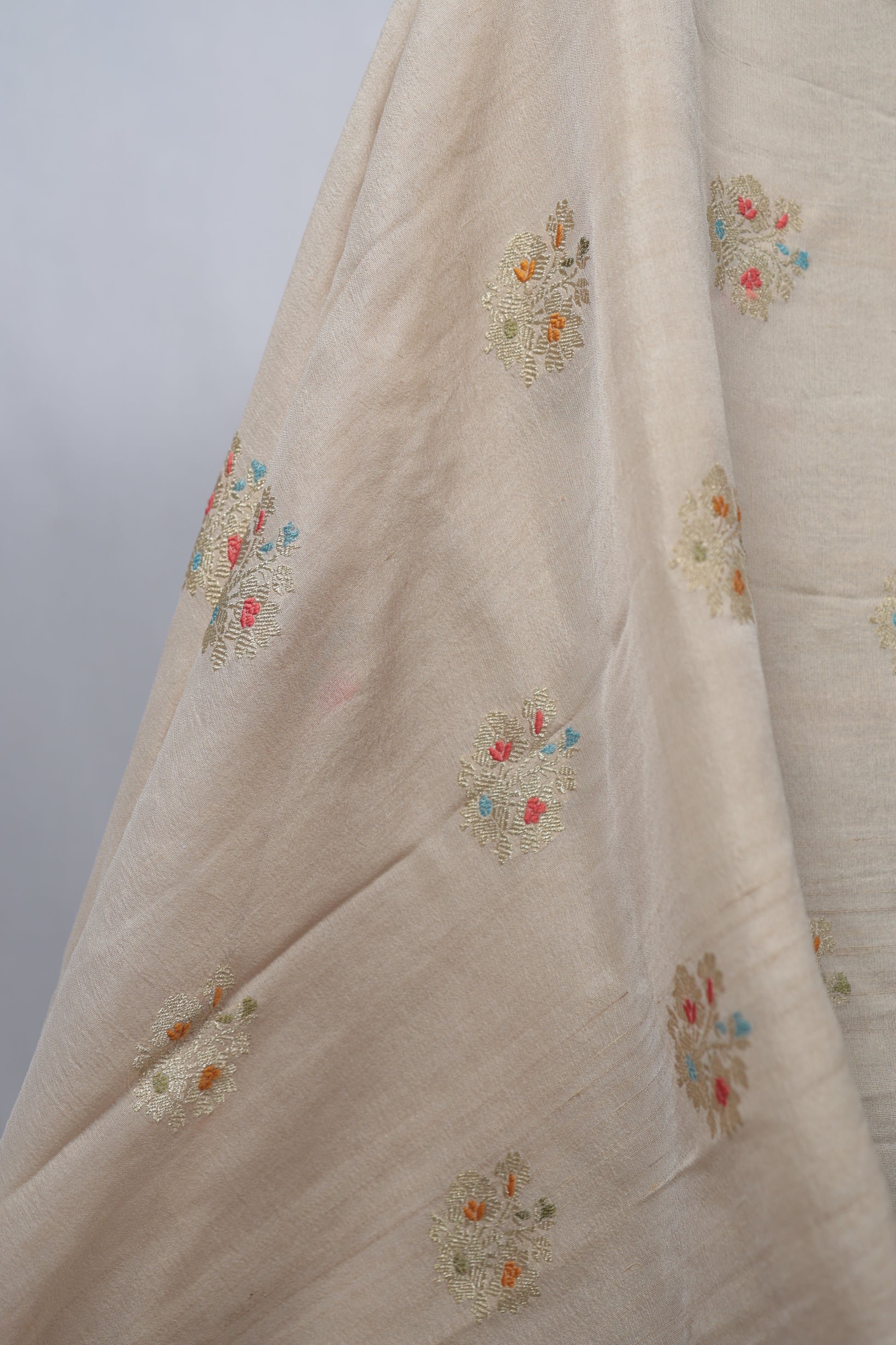 Wedding and festive Banarasi tussar georgette saree in golden beige