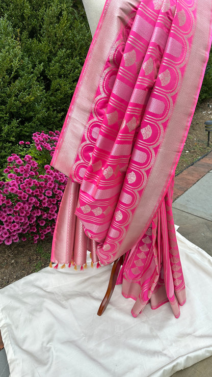 Soft silk banarasi saree - pink