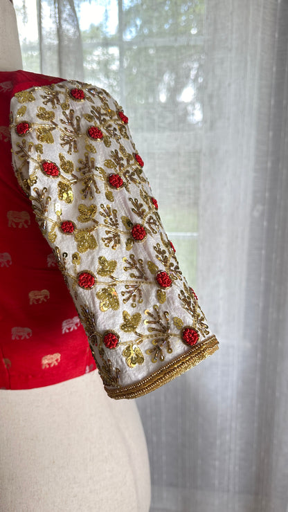 Ruby - Red Banarasi embroidered blouse