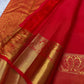 Tanvi – Vermillion Red Kanchipuram Pure Silk Saree with Floral Zari Jaal & Baavanji Border
Bold, radiant, and intricately woven varisaipettu Pallu