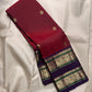 Arakku Red and Royal Purple Rettapet pure silk Kanjivaram saree, handwoven by Idam Living – view 6
