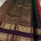 Vivid red  shot deep pink with coffee brown Mayil Kamalam rettapettu border and butta paisley Zari woven butta on body pure silk Kanchipuram saree