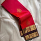 Rani Kalash – Pure Silk Kanchipuram Saree
Vibrant Rani Pink Body with Kalash Zari Buttas ✨
Deep Plum Korvai Borders in Lustrous Gold Weave
Grand Antique-Gold Brocade Pallu with Temple Elegance
Silk Mark Certified | ships in 2 weeks