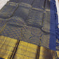 Krishnaa ✨ – Dusky Blue Pure Handwoven Kanchipuram Silk Saree with Woven Peacock Feather Zari, Varisaipet Border, Floral Vines, Sorgavaasal Mayil Pallu with Diamond Pet Grid, Bridal & Festival Ready, Silk Mark Certified, ships in a week from ordering