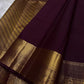 Archana – Handwoven Pure Silk Kanchipuram in Deep Brown with Gold Zari Accents & Ornate layered border