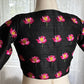 "Kamala" collection - pure raw silk blouse embroidered with lotus motifs in black