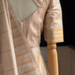 Banarasi Silk Tissue Saree Feat. Double Antique Gold & Silver Borders, Subtle Golden Lines all over  the Body, & Mullai Moggu Pallu with Temple Border.
Lightweight, Soft, Comfortable with a Soft Antique Gold Sheen. Ideal for onam & all festivities 🎉