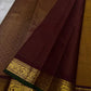 Manjari – Elegant Rust Brown Zari Kattam Kanchipuram Silk Saree with Arakku Red Vanasringaram Border & Green Selvedge