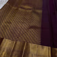 Archana – Handwoven Pure Silk Kanchipuram in Deep Brown with Gold Zari Accents & Ornate layered border