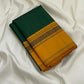 Maragatham & Mustard — Pure Silk Kanchipuram Saree
Emerald-green body with mustard korvai borders & floral medallion vines, varisaipettu pallu with tassels.
Silk Mark Certified • Ships in Two Weeks • Free USA Shipping ✅