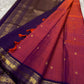 Anju ✨ – Red & Rust-Orange Shot Kanchipuram Pure Silk Saree
with Majestic Elephant & Peacock Motifs
Regal Deep Purple Korvai Contrast Border
Opulent Gold Zari Brocade Pallu