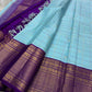 Aakasa Kattam — Pure Kanchipuram Silk Saree
Sky-aqua body with fine kattam checks in lemon and violet, adorned with silver-zari paisley buttas and contrast purple brocade borders.
Silk Mark Certified • Free Shipping within USA • Dispatch in 1 Week • Ships