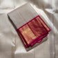 Shweta ✨ – Ivory Vairaoosi Pure Silk Saree
Ivory Radiance with Magenta Grandeur
Handwoven Vairaoosi Interlaced with Gold Filaments
Intricate Floral & Lattice Zari Borders in Regal Contrast
Opulent Magenta Zari Brocade Pallu — Timeless Heritage Elegance
